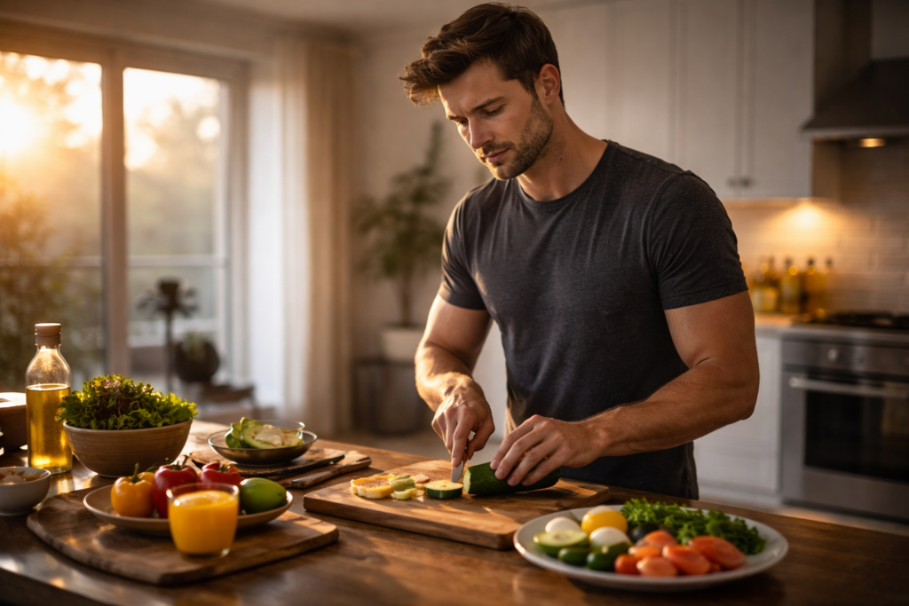 Preparing a healthy breakfast in the morning
